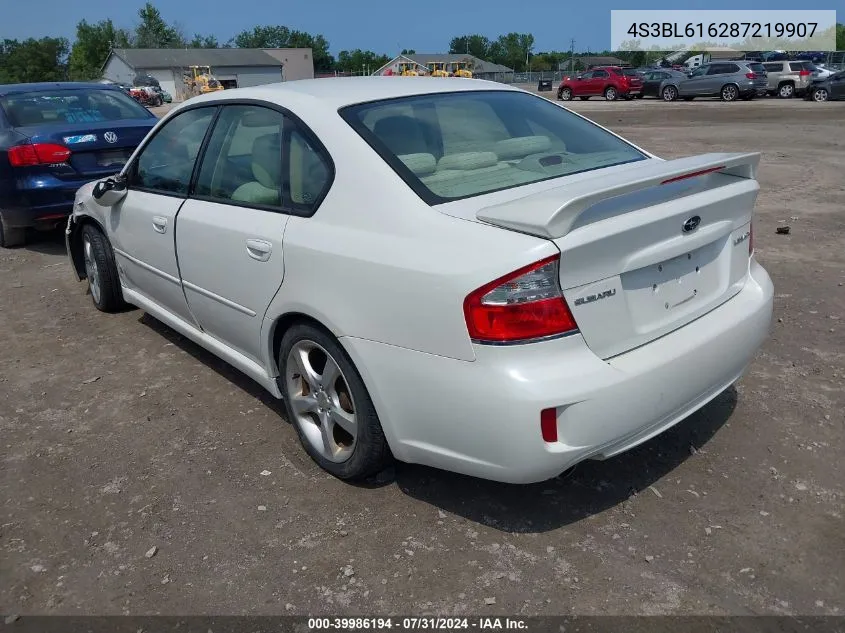 2008 Subaru Legacy 2.5I VIN: 4S3BL616287219907 Lot: 39986194