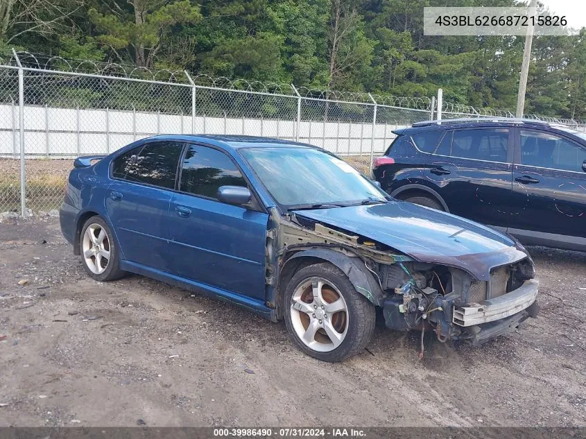 4S3BL626687215826 2008 Subaru Legacy 2.5I Limited