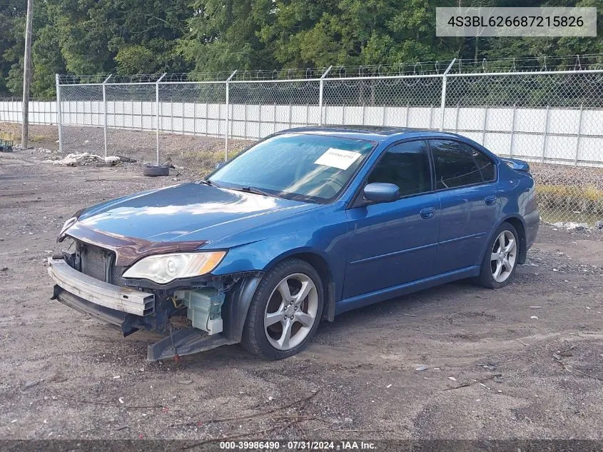 4S3BL626687215826 2008 Subaru Legacy 2.5I Limited