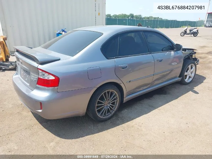 2008 Subaru Legacy 2.5Gt Limited VIN: 4S3BL676884207981 Lot: 39991649