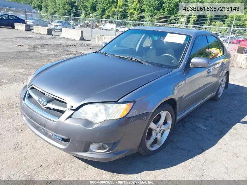 2008 Subaru Legacy 2.5I VIN: 4S3BL616X87213143 Lot: 40069898