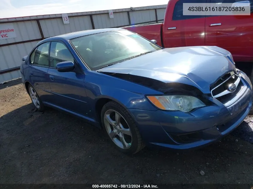 4S3BL616187205836 2008 Subaru Legacy 2.5I