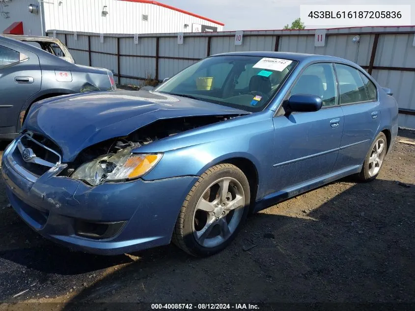 2008 Subaru Legacy 2.5I VIN: 4S3BL616187205836 Lot: 40085742