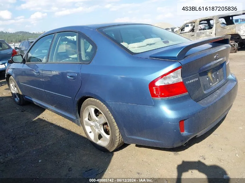 4S3BL616187205836 2008 Subaru Legacy 2.5I