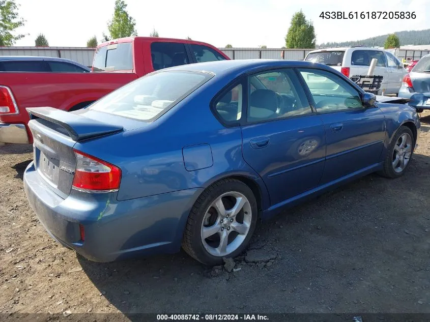 4S3BL616187205836 2008 Subaru Legacy 2.5I