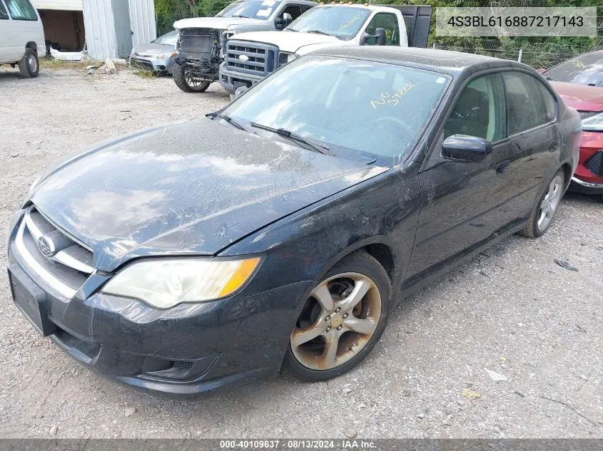 2008 Subaru Legacy 2.5I VIN: 4S3BL616887217143 Lot: 40109637