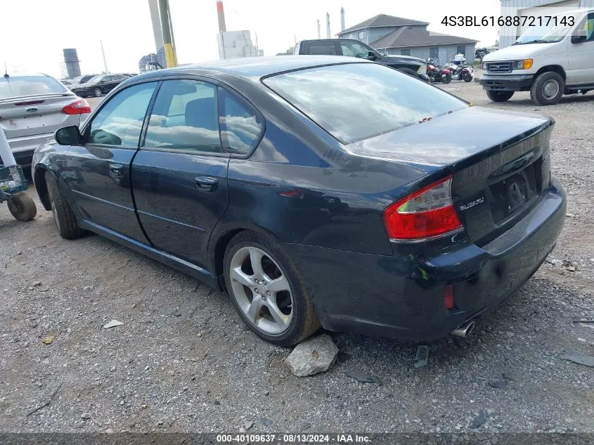 2008 Subaru Legacy 2.5I VIN: 4S3BL616887217143 Lot: 40109637