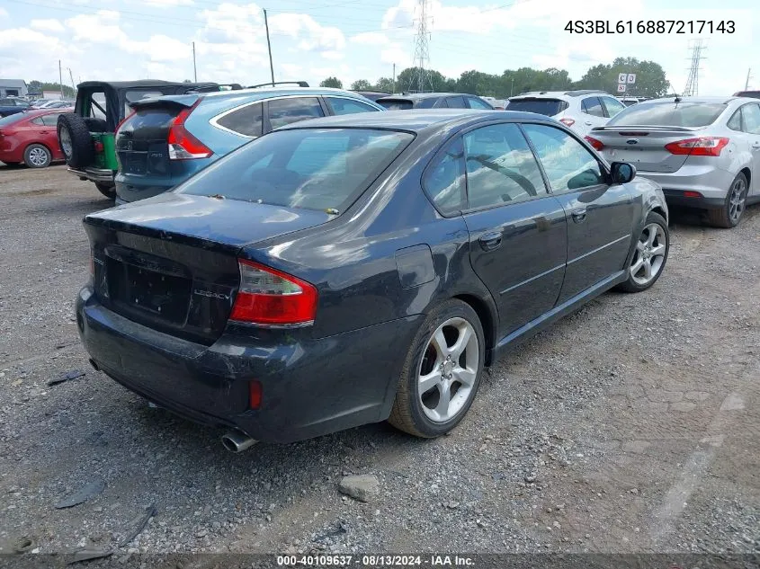 2008 Subaru Legacy 2.5I VIN: 4S3BL616887217143 Lot: 40109637