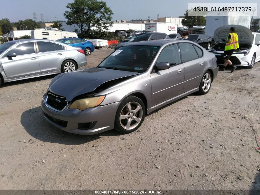 4S3BL616487217379 2008 Subaru Legacy 2.5I