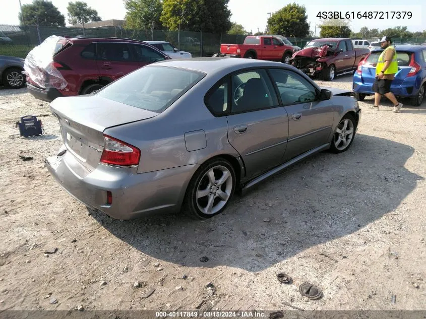 4S3BL616487217379 2008 Subaru Legacy 2.5I