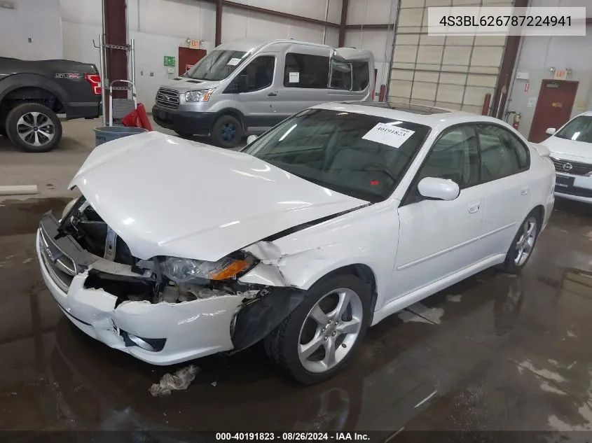 2008 Subaru Legacy 2.5I Limited VIN: 4S3BL626787224941 Lot: 40191823