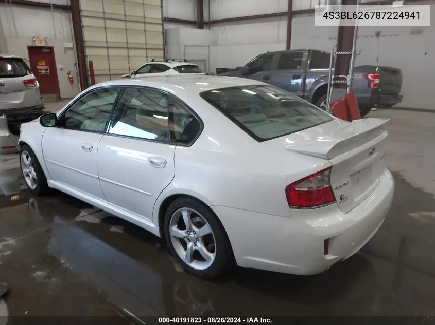 4S3BL626787224941 2008 Subaru Legacy 2.5I Limited