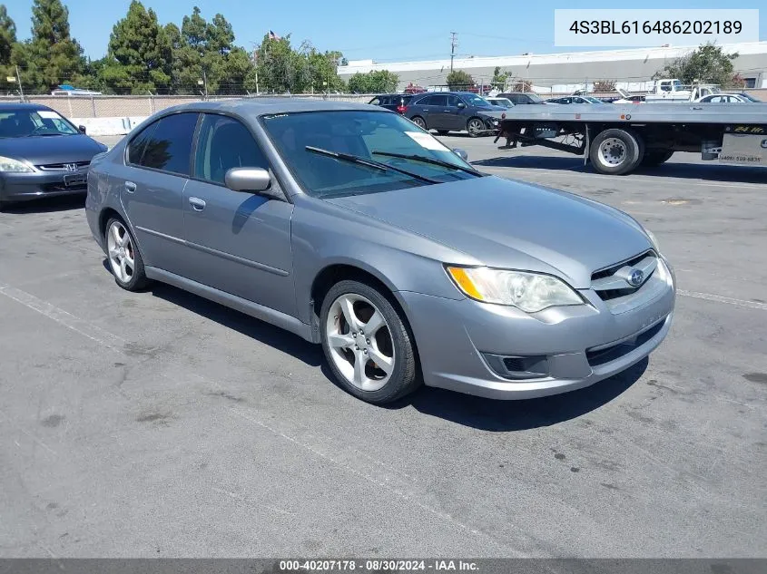 2008 Subaru Legacy 2.5I VIN: 4S3BL616486202189 Lot: 40207178