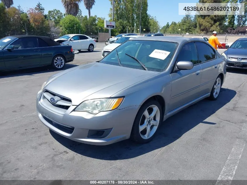 2008 Subaru Legacy 2.5I VIN: 4S3BL616486202189 Lot: 40207178