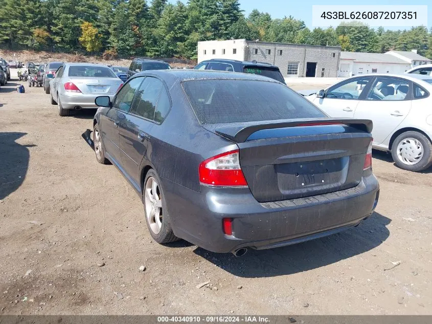 2008 Subaru Legacy 2.5I Limited VIN: 4S3BL626087207351 Lot: 40340910