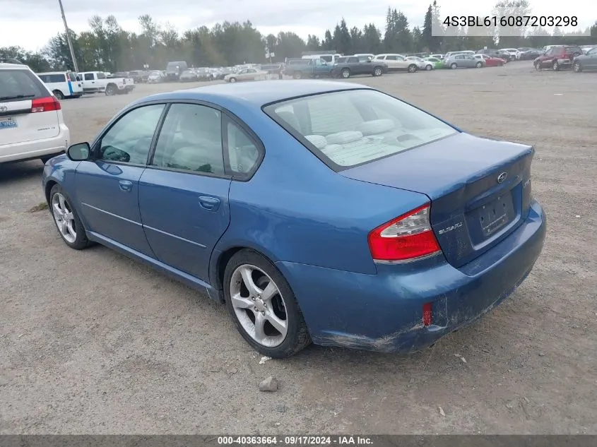 2008 Subaru Legacy 2.5I VIN: 4S3BL616087203298 Lot: 40363664