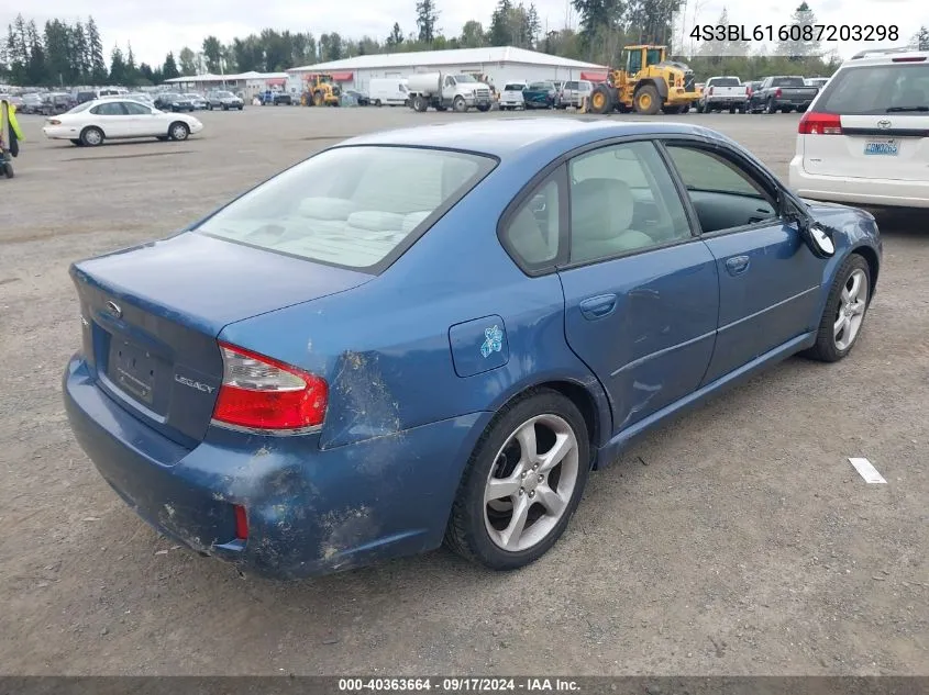 4S3BL616087203298 2008 Subaru Legacy 2.5I