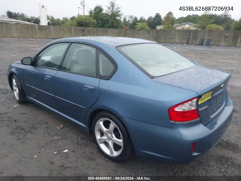 4S3BL626887206934 2008 Subaru Legacy 2.5I Limited