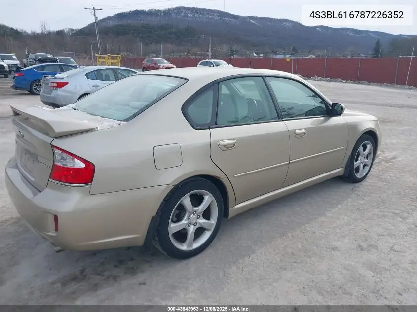 4S3BL616787226352 2008 Subaru Legacy 2.5I