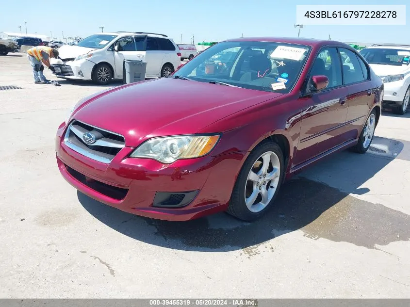 2009 Subaru Legacy 2.5I VIN: 4S3BL616797228278 Lot: 39455319