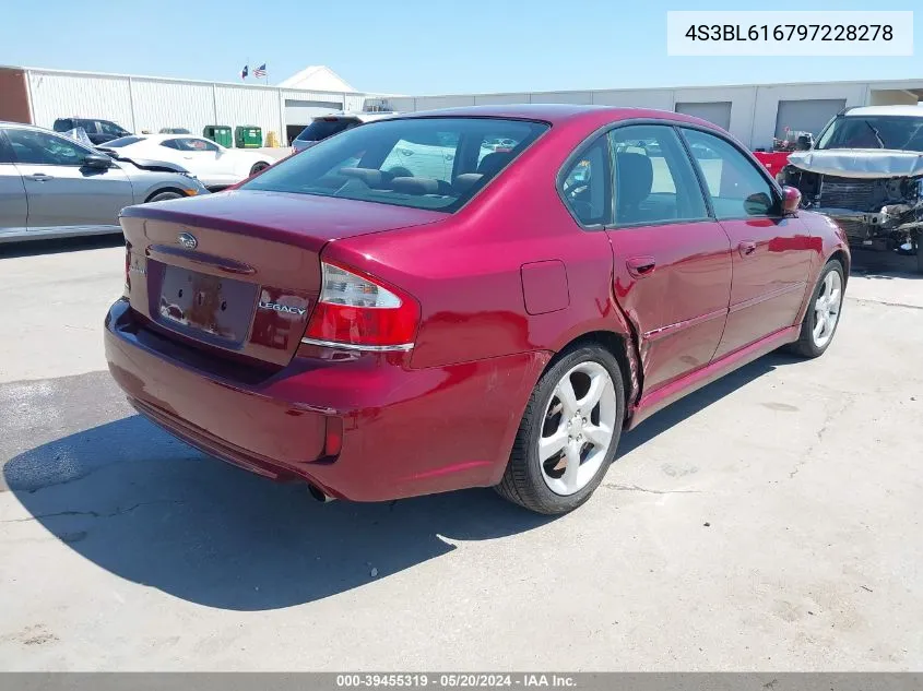 4S3BL616797228278 2009 Subaru Legacy 2.5I