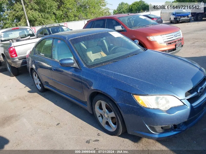 4S3BL616497216542 2009 Subaru Legacy 2.5I