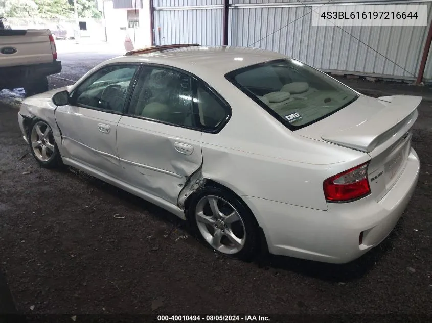 2009 Subaru Legacy 2.5I VIN: 4S3BL616197216644 Lot: 40010494