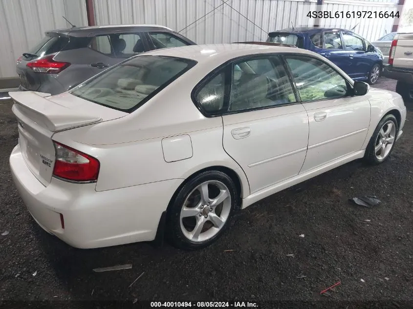 4S3BL616197216644 2009 Subaru Legacy 2.5I