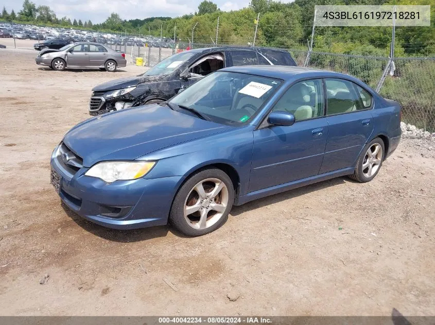 2009 Subaru Legacy 2.5I VIN: 4S3BL616197218281 Lot: 40042234