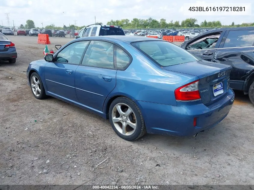 2009 Subaru Legacy 2.5I VIN: 4S3BL616197218281 Lot: 40042234