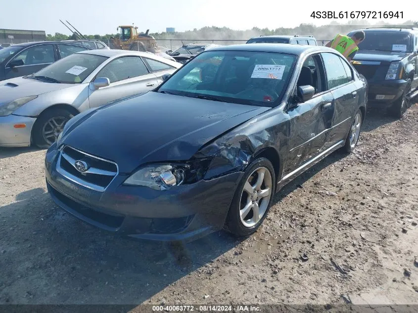 2009 Subaru Legacy 2.5I VIN: 4S3BL616797216941 Lot: 40063772