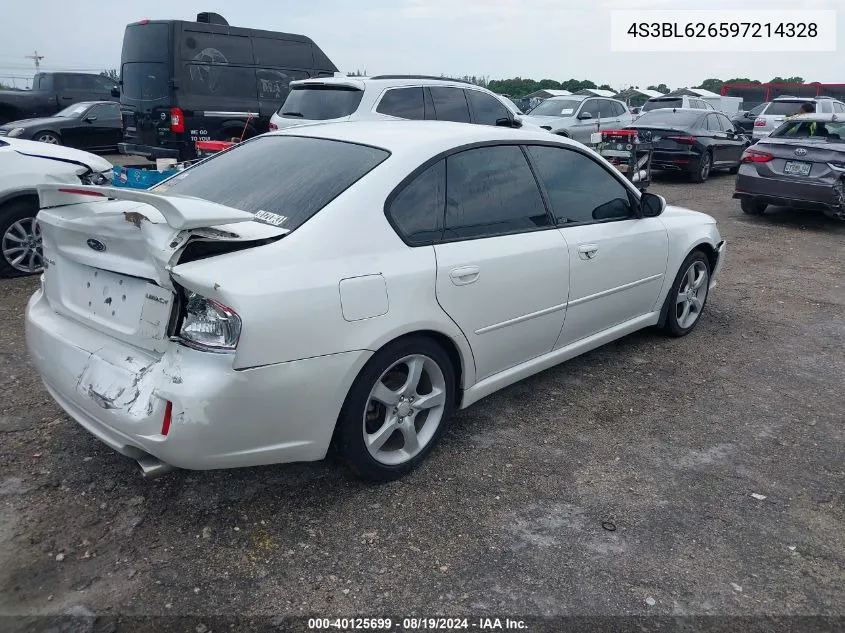 2009 Subaru Legacy 2.5I Limited VIN: 4S3BL626597214328 Lot: 40125699