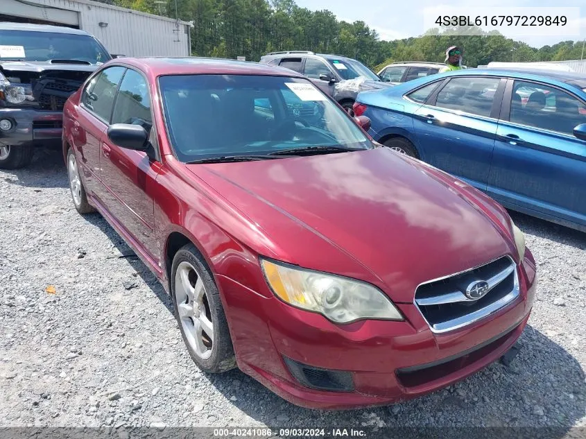 2009 Subaru Legacy 2.5I VIN: 4S3BL616797229849 Lot: 40241086