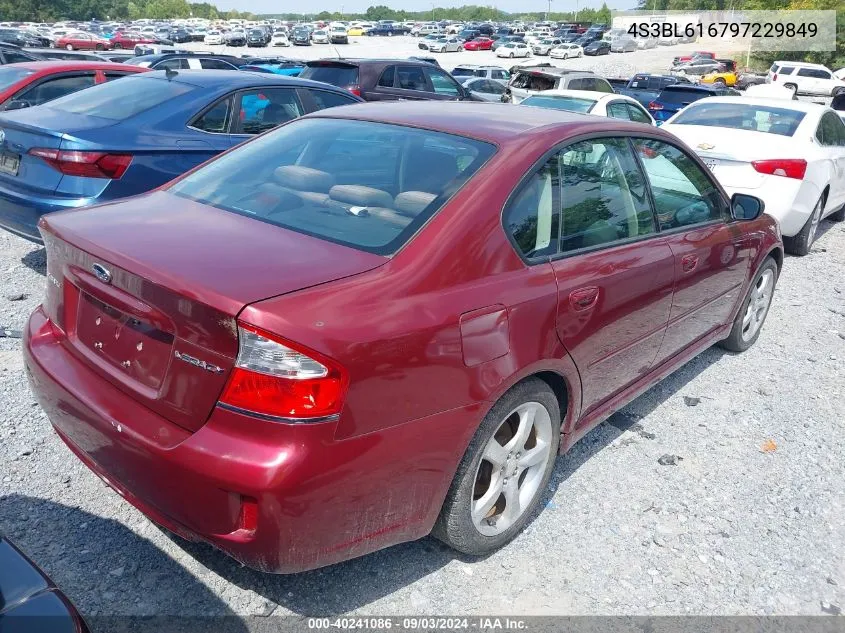 2009 Subaru Legacy 2.5I VIN: 4S3BL616797229849 Lot: 40241086