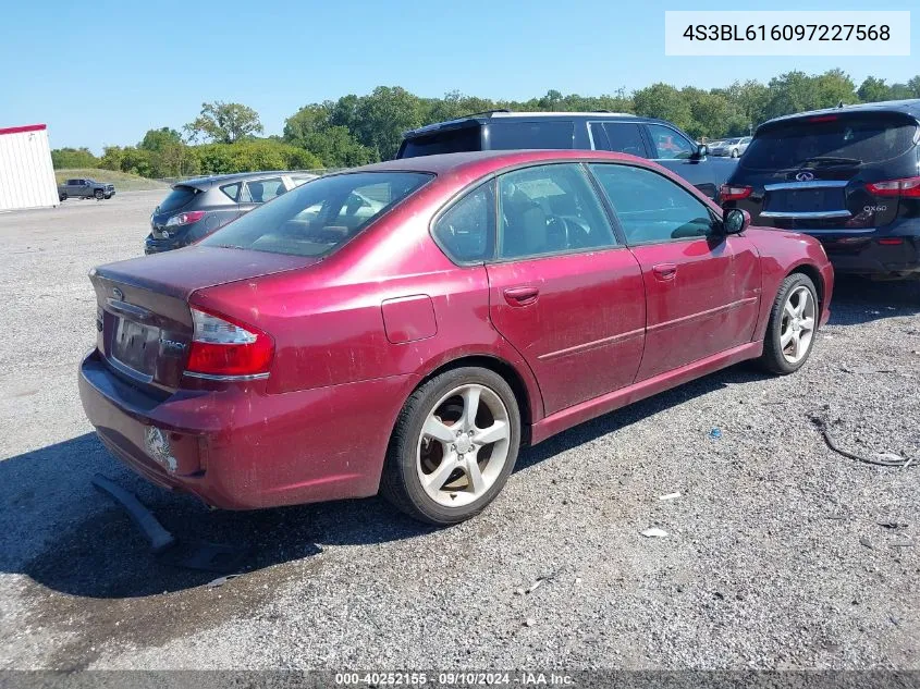 2009 Subaru Legacy 2.5I VIN: 4S3BL616097227568 Lot: 40252155