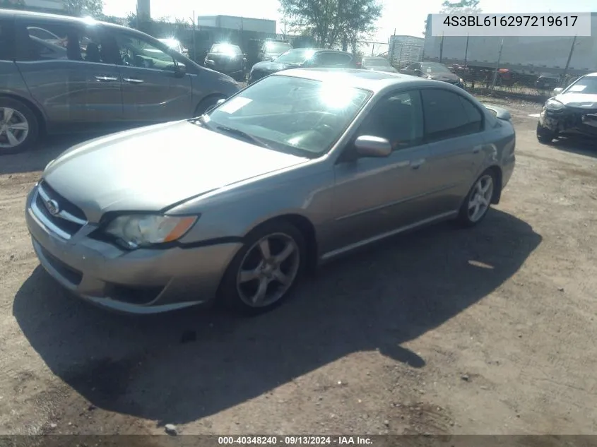 2009 Subaru Legacy 2.5I VIN: 4S3BL616297219617 Lot: 40348240