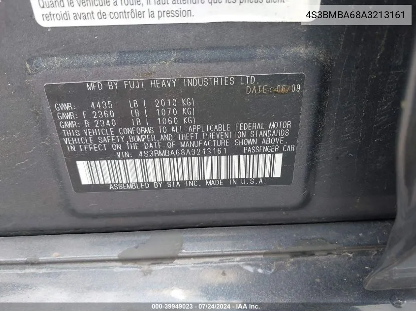 4S3BMBA68A3213161 2010 Subaru Legacy 2.5I