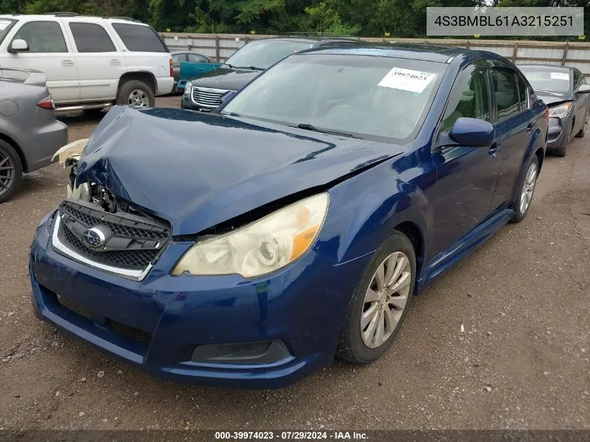 4S3BMBL61A3215251 2010 Subaru Legacy 2.5I Limited