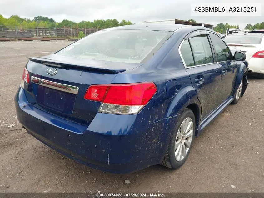 2010 Subaru Legacy 2.5I Limited VIN: 4S3BMBL61A3215251 Lot: 39974023