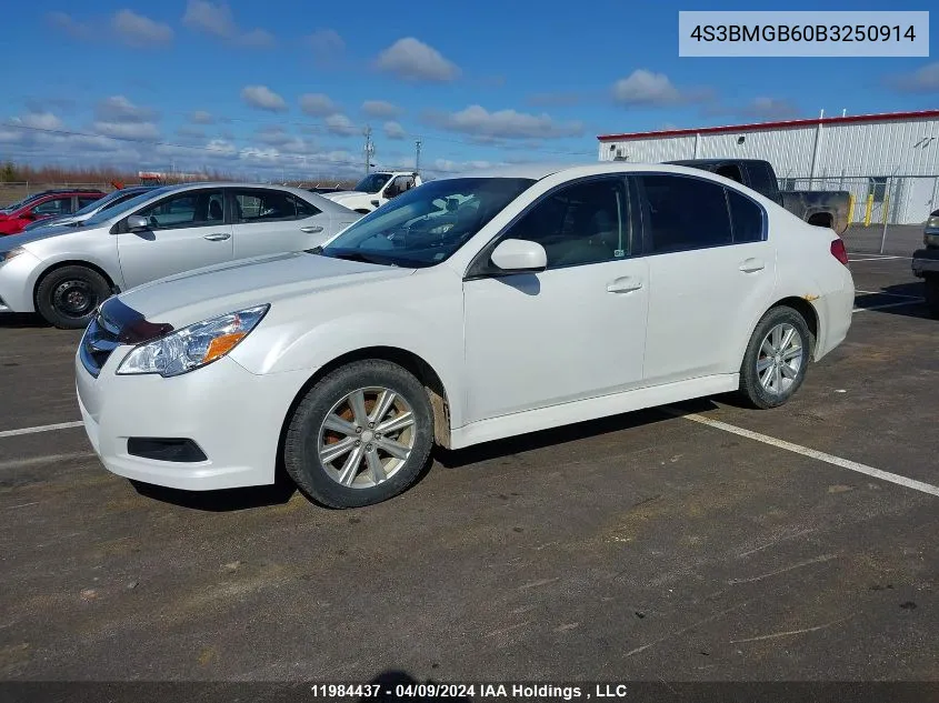 2011 Subaru Legacy 2.5I Premium VIN: 4S3BMGB60B3250914 Lot: 11984437