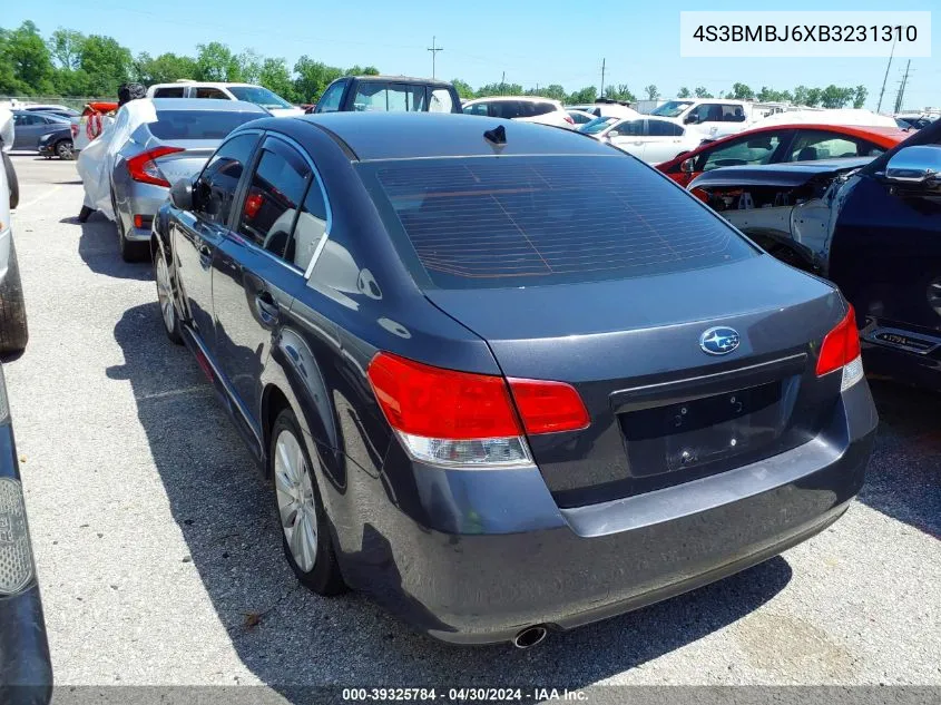 2011 Subaru Legacy 2.5I Limited VIN: 4S3BMBJ6XB3231310 Lot: 39325784