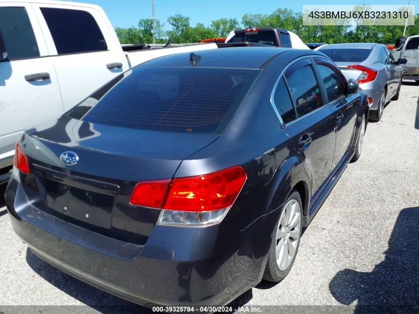 2011 Subaru Legacy 2.5I Limited VIN: 4S3BMBJ6XB3231310 Lot: 39325784