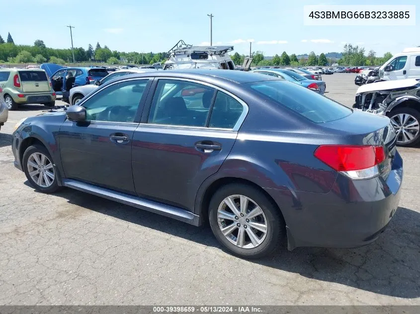 2011 Subaru Legacy 2.5I Premium VIN: 4S3BMBG66B3233885 Lot: 39398659