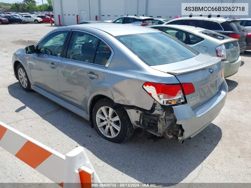 2011 Subaru Legacy 2.5I Premium VIN: 4S3BMCC66B3262718 Lot: 39408702