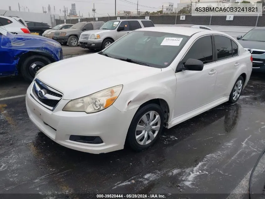 2011 Subaru Legacy 2.5I VIN: 4S3BMCA60B3241821 Lot: 39520444