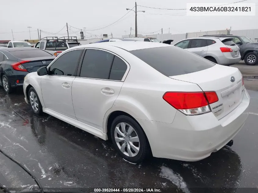 2011 Subaru Legacy 2.5I VIN: 4S3BMCA60B3241821 Lot: 39520444