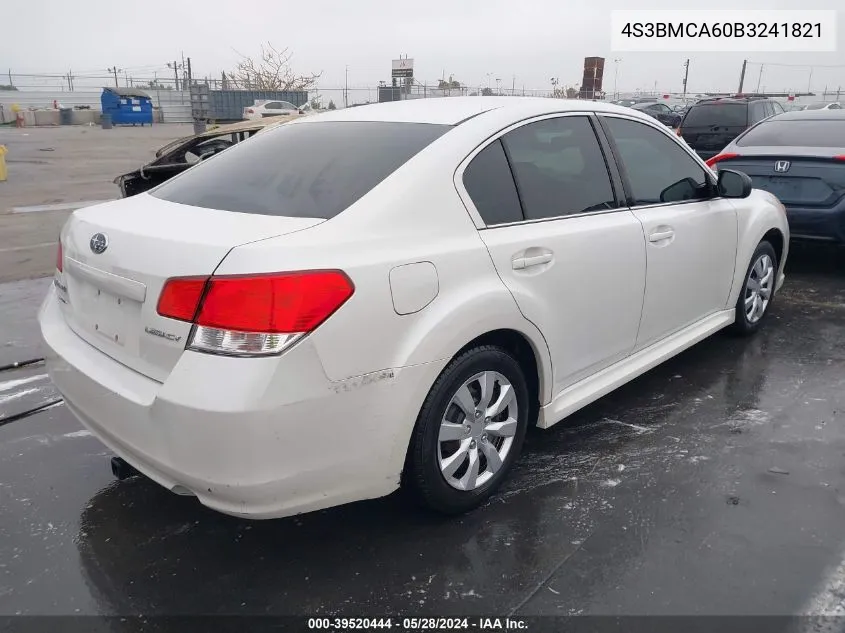 2011 Subaru Legacy 2.5I VIN: 4S3BMCA60B3241821 Lot: 39520444