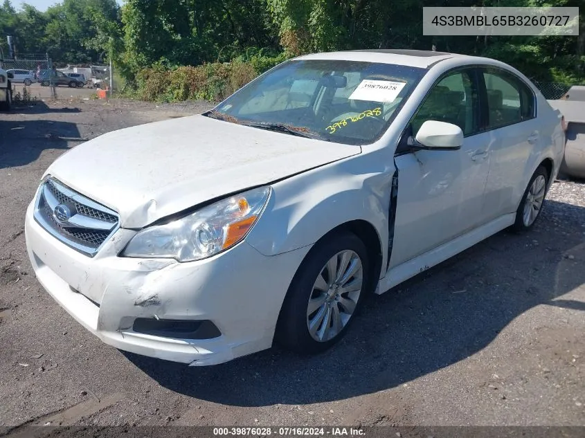 4S3BMBL65B3260727 2011 Subaru Legacy 2.5I Limited