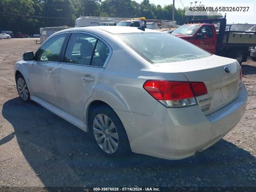 4S3BMBL65B3260727 2011 Subaru Legacy 2.5I Limited