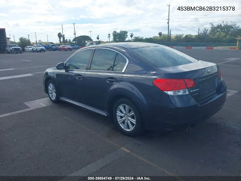 2011 Subaru Legacy 2.5I Premium VIN: 4S3BMCB62B3215378 Lot: 39884749